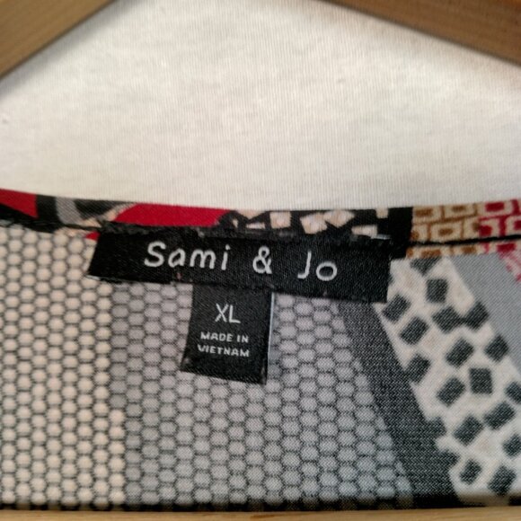 Vintage Y2K Sami & Jo Shirt XL Sleeveless Cowl Neck Abstract Geometric Artsy - Picture 7 of 13